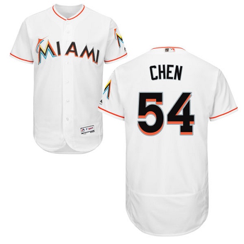marlins #54 Wei-Yin Chen White Flexbase Authentic Collection Stitched MLB Jersey - Click Image to Close